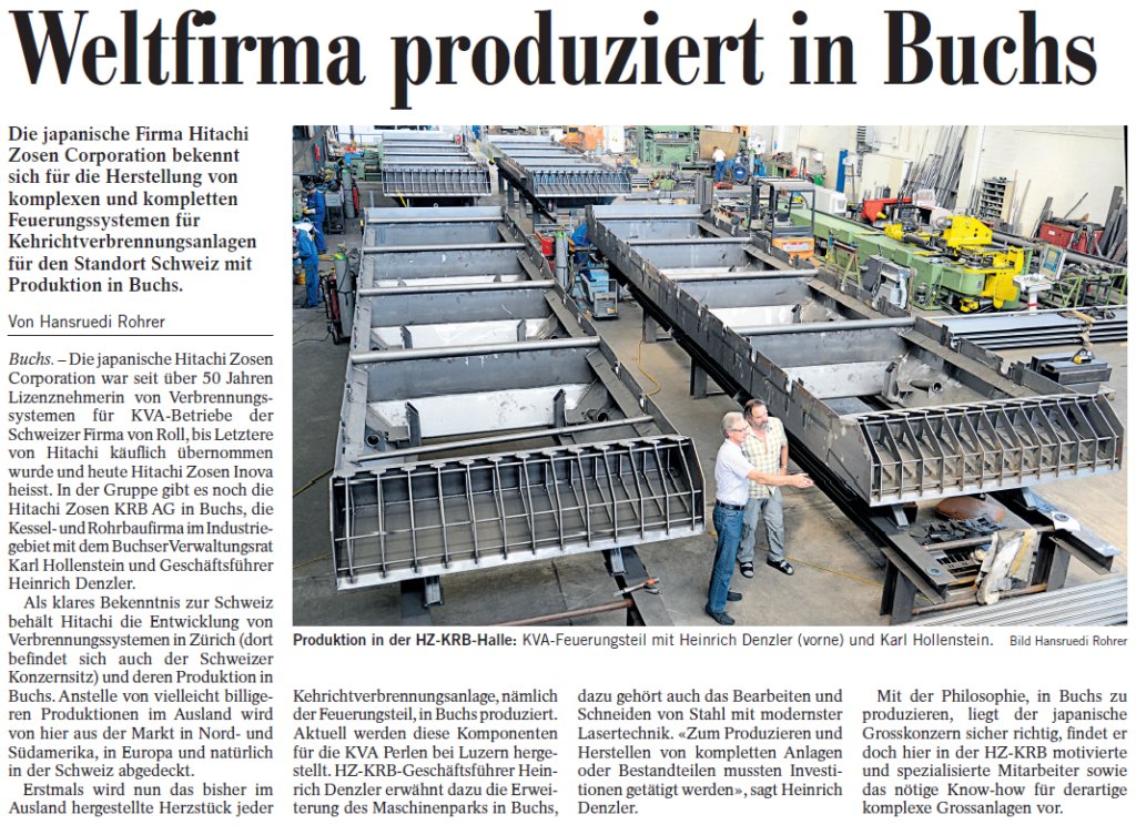 Zeitungsartikel: Weltfirma produziert in Buchs